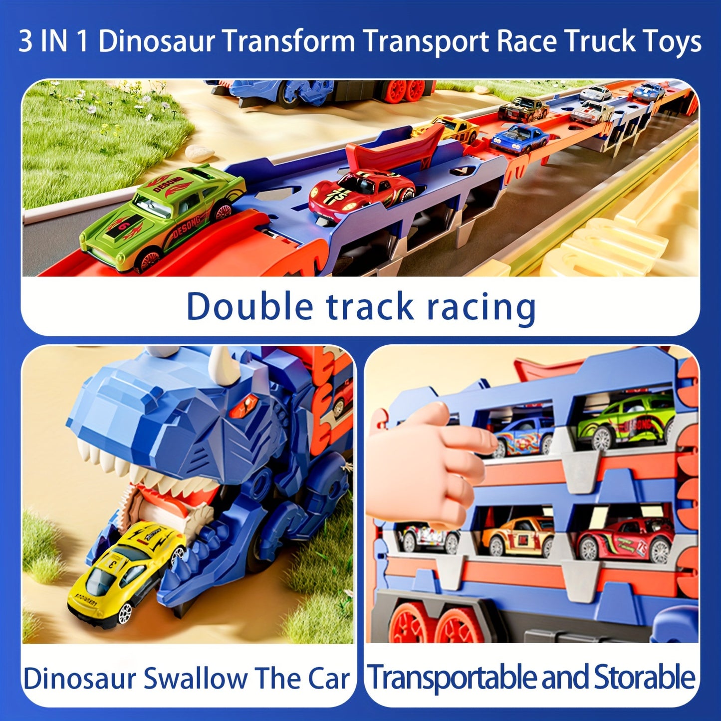 DinoHaul 3-in-1 Dinosaur Race Track Toy